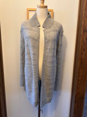 Quinn Light Gray Open-Front Longline Cardigan